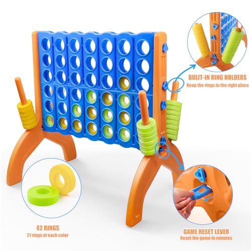 Ayeboovi Giant 4-in-A-Row, Jumbo 4-to-Score Yard Game for Kids and Adults Indoor Outdoor Party Family Connect Game Set with Quick Release Slider & Carrying Bag