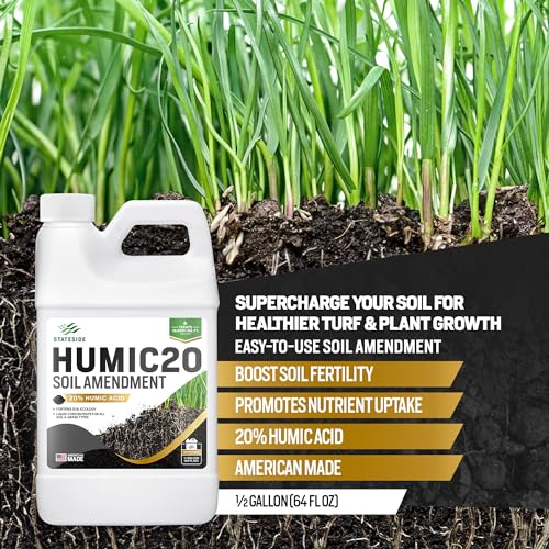 64oz 20% Humic Acid for Lawn - Covers 10,000 sq ft, Humic20 Soil Amendments, Ideal Humic Acid for Plants Healthy Soil & Growth, Premium Soil Conditioner for Lawns, Soil Amendment for All Soil & Grass
