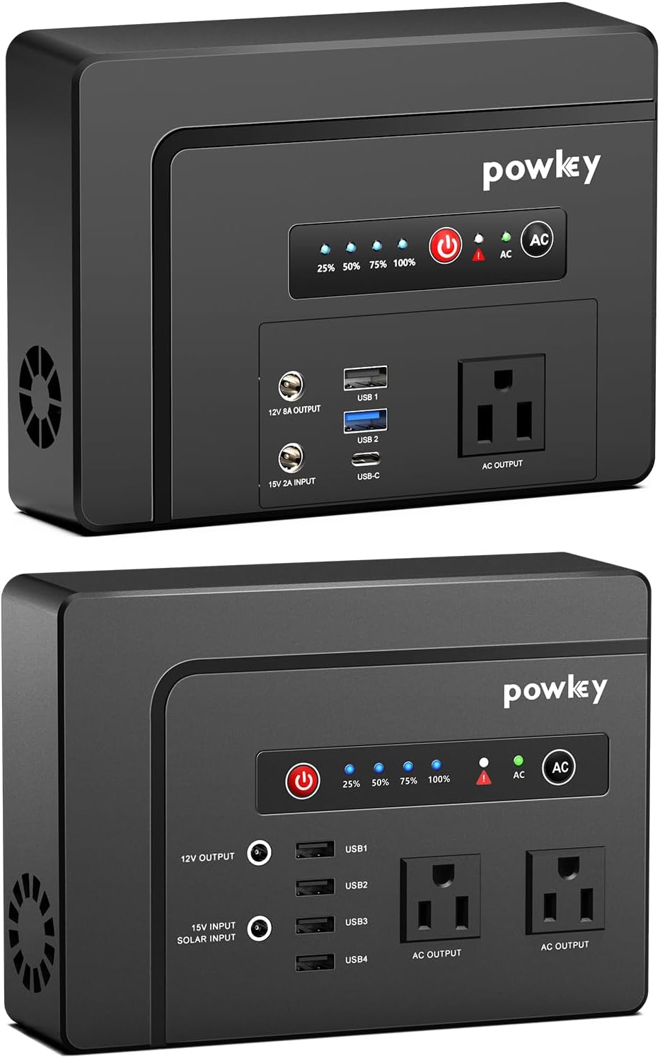 Powkey Portable Power Station 200W and 100W Portable Solar Generator, 146Wh / 97.68Wh Portable Battery Pack with DC USB AC Outlets, Lithium Battery Backup for Camping Travel RV Outdoor Home Outage