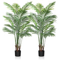 CROSOFMI Artificial Areca Palm Plant 6 Ft Fake Palm Tree with 13 Leaves Faux Yellow Palm in Pot for Indoor Outdoor House Home Office Modern Decoration Perfect Housewarming Gift，2Pcs
