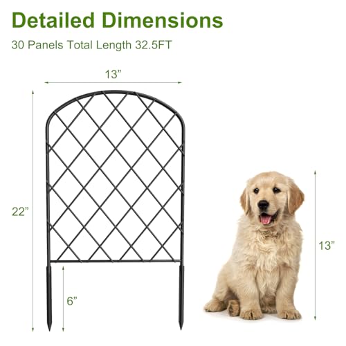 Decorative Garden Fence 30 Pack Animal Barrier Fencing 33ft (L) x 22in (H) Rustproof Metal Wire Section Edging with Plastic Stakes Dog Fence Outdoor for Yard Landscape Patio, Arched
