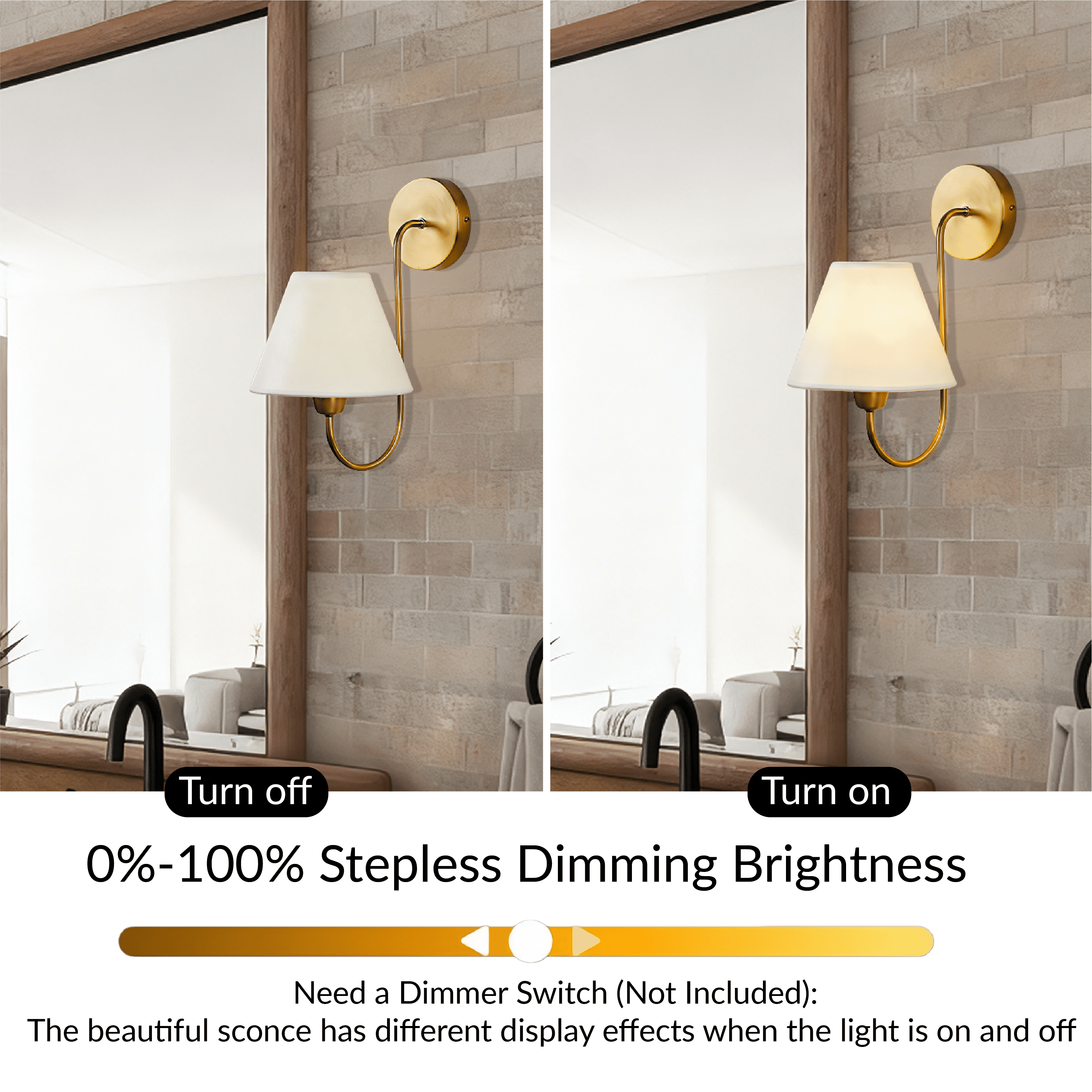 Gleaming Elegance Wall Sconce with Antique Brass&White Linen Shade,Indoor Sconce for Living&Bedroom