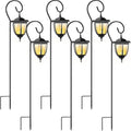 6 Pcs 32" Hanging Solar Lantern Lights with Dual Use Shepherd Hooks Outdoor LED Garden Lanterns Decorative Waterproof Pathway Hanging Lights Solar Coach Lights for Garden Patio