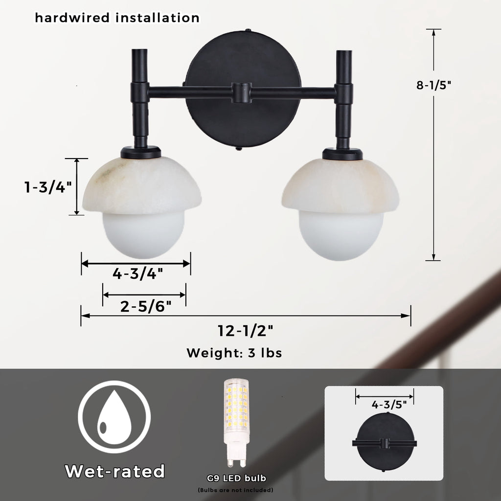 Hand-Carved Alabaster shade, Elegant Light Fixture for Hardwired Installation Brass Wall Sconce , Wall Lights for Living Room , Bedroom Wall Light Sconces