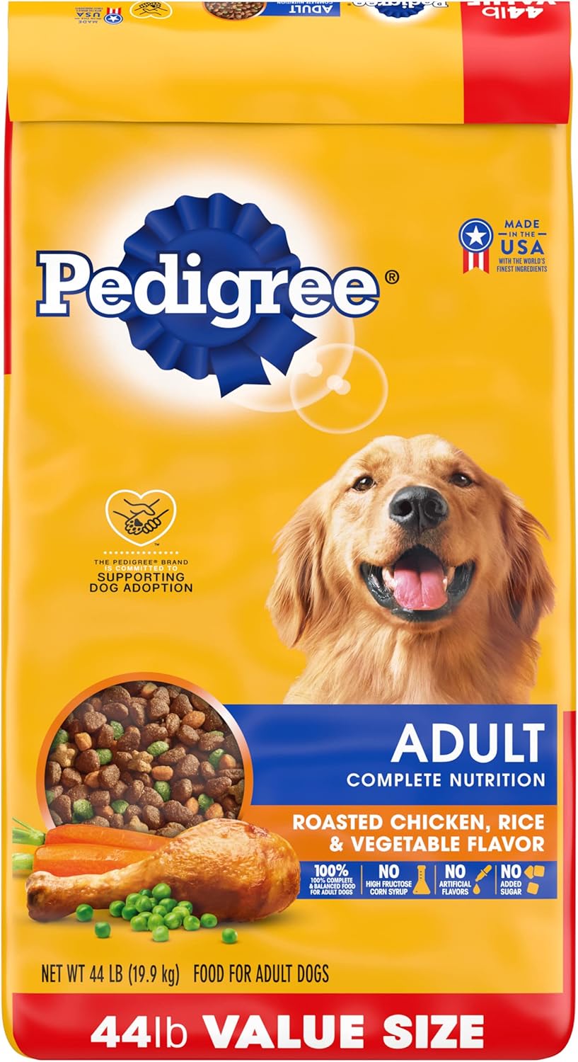 Pedigree Complete Nutrition Adult Dry Dog Food Roasted Chicken, Rice & Vegetable Flavor Dog Kibble, 44 lb. Bonus Bag