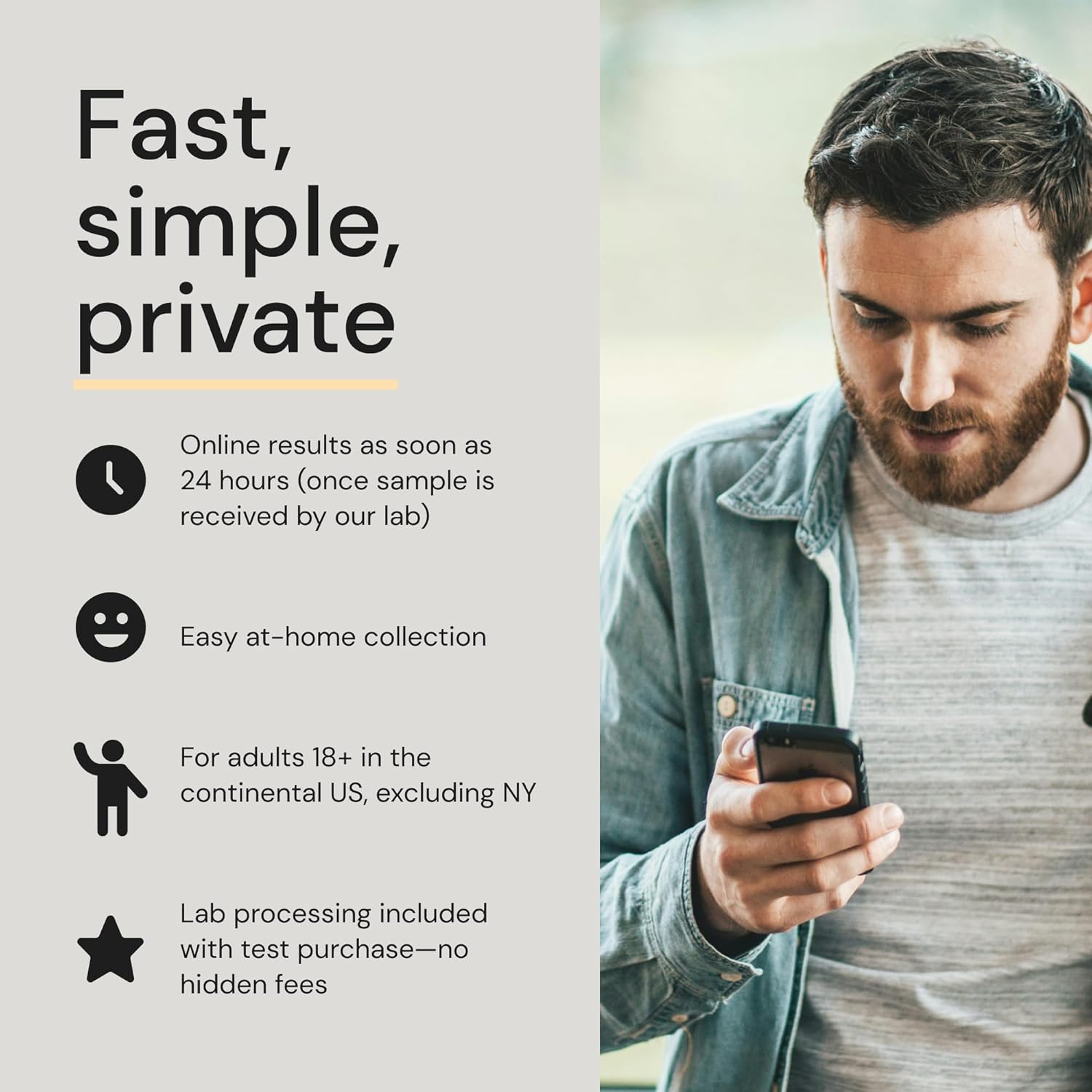 At-Home STD Test for Chlamydia, Gonorrhea, and Trichomoniasis - Tests for 3 Most Common STDs - STD Testing Kit - Free Follow Up Care & Fast Lab Results