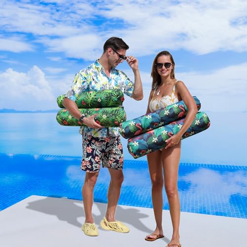 FindUWill Fabric Pool Floats Hammock, XL, 2 Pack Inflatable Water Floaties 4-in-1 (Saddle, Lounge Chair, Drifter), Lake, Beach, Pool Accessories for Adults
