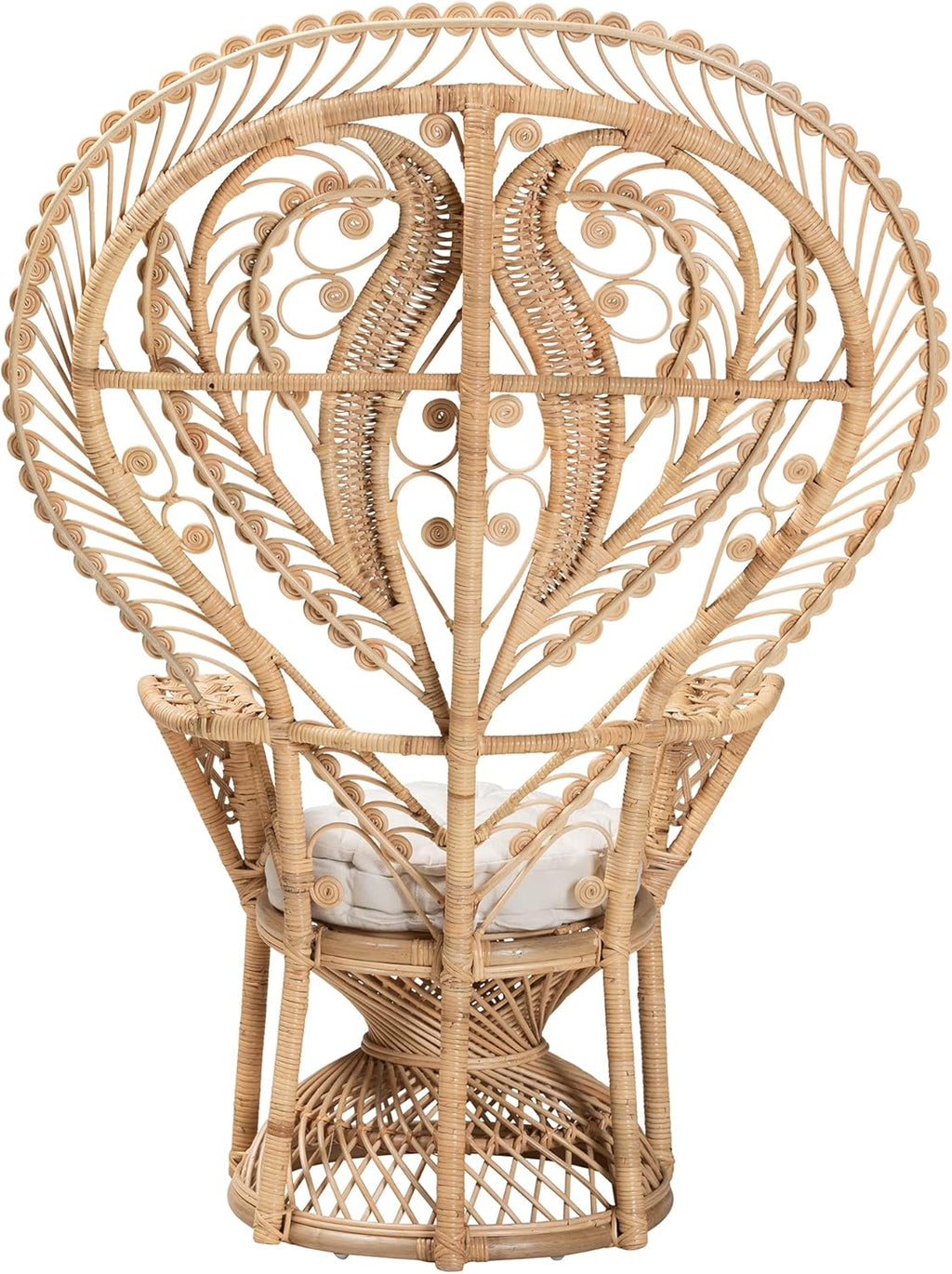 Baxton Studio Fedra Natural Rattan Peacock Chair, Oversized