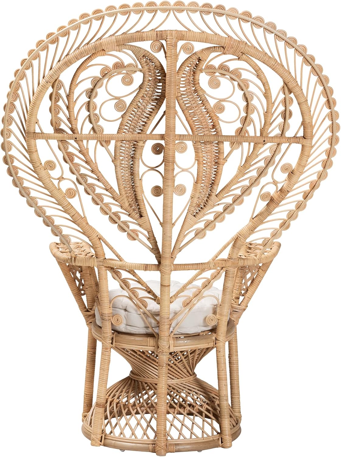 Baxton Studio Fedra Natural Rattan Peacock Chair, Oversized