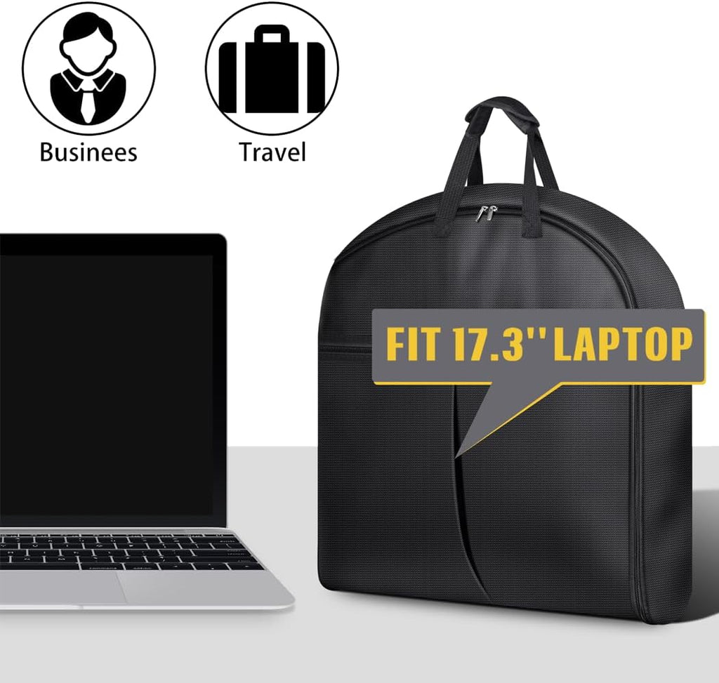 SLEEPING LAMB Carry On Garment Bag for Travel, 43’’ Heavy Duty Suit Bag for Men Travel with Metal Hook, Waterproof Convertible 2 in 1 Garment Duffle Bag for Hanging Clothes in Business Trip, Black