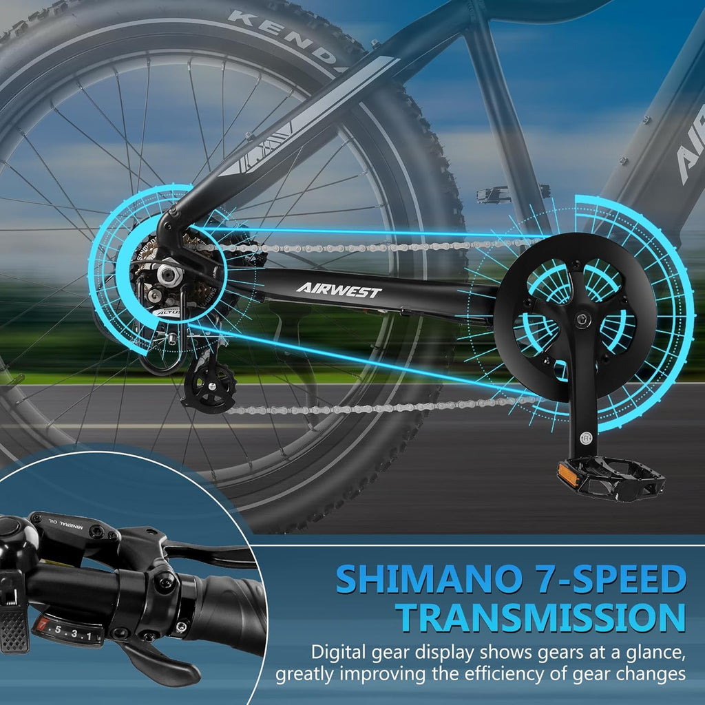 Electric Bike for Adults 750W Electric Bike BAFANG Motor, 26" Ebikes for Adults, 48V 15AH LG Battery, 28MPH Fat Tire Electric Bicycle, Shimanio 7 Speed, 50Mile Electric Mountain Bike
