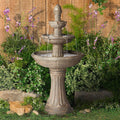 Farron Rustic Outdoor Floor Water Fountain 46" High with Light LED 3-Tiered for Garden Patio Yard Deck Home Lawn Porch House Relaxation Exterior Balcony Roof - John Timberland