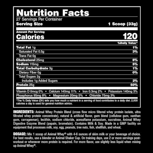 Animal Whey Isolate Protein Powder - Loaded for Pre & Post Workout Muscle Builder and Recovery with Digestive Enzymes for Men & Women - 25g Protein, Great Taste, Low Sugar - Cookies & Cream 4 lbs