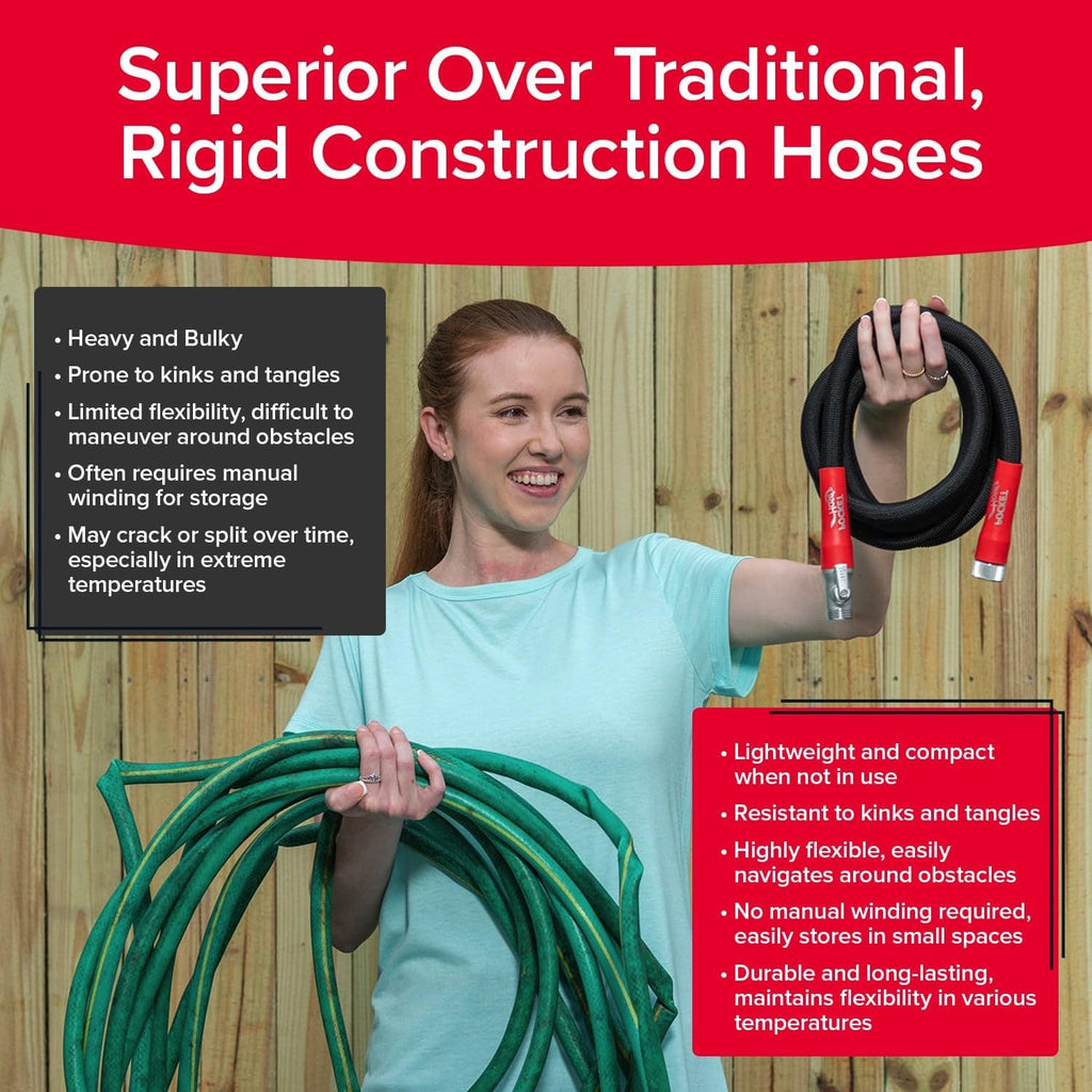 Pocket Hose Silver Bullet 2.0 Expandable Garden Hose 25-FT with Turbo Shot Nozzle, AS-SEEN-ON-TV, Lead-Free, Solid Aluminum Connectors, Easy On/Off Valve, Kink-Free, Leak-Proof
