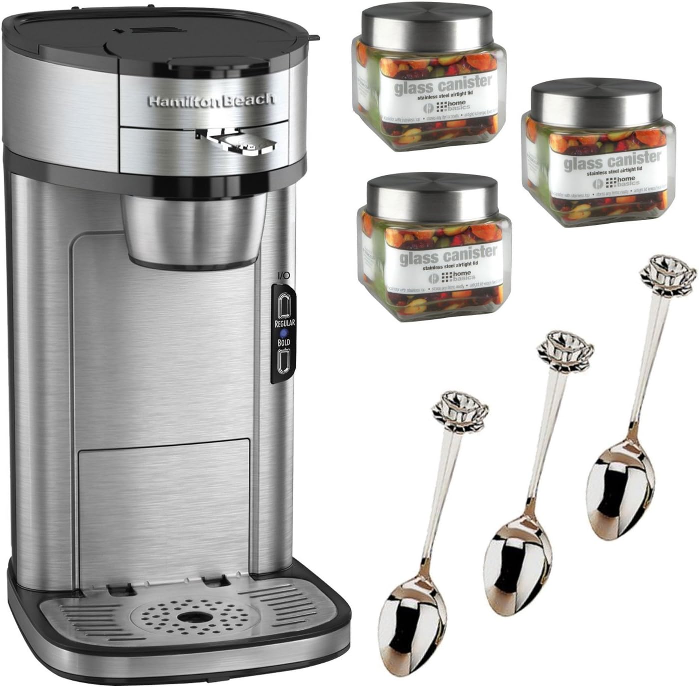 Hamilton Beach The Scoop Single Serve Coffee Maker & Fast Grounds Brewer & Fresh Grind Electric Coffee Grinder for Beans, Spices and More