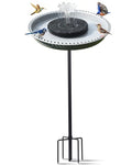Solar Powered Bird Bath with Fountains for Hummingbirds,Stable Stylish Design with 5-Prong Base Metal Stake Plastic Bird Baths for outside Lawn Patio Yard Garden