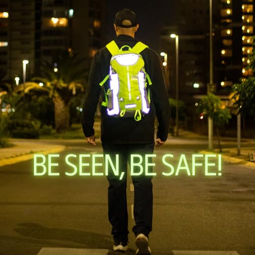 Reflective Motorcycle Backpack. Lightweight 35L sport Backpack for motorcycle, bike or scooter riders, a perfect commuter essential (black backpack)