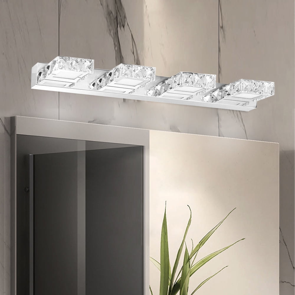 4-head LED Over Mirror Light Modern Waterproof Bathroom Over Mirror Light Wall-Mounted Long Over Mirror Light Vanity Crystal Front Mirror Toilet Wall Lamp Make-up Light