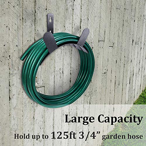 Deluxe Wall Mount Garden Hose Hanger Duty Metal Hose Holder Easily Holds 125 3/4’’ Hose