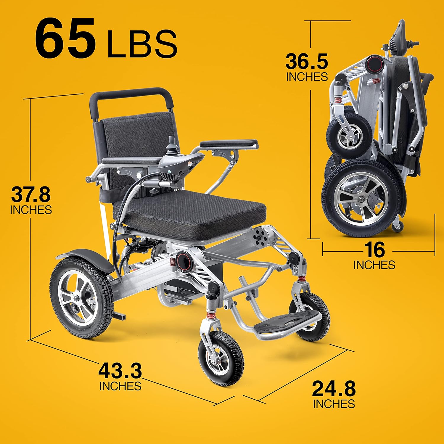 Gray Electric Wheelchair. Powerful Electric Wheelchair for Seniors