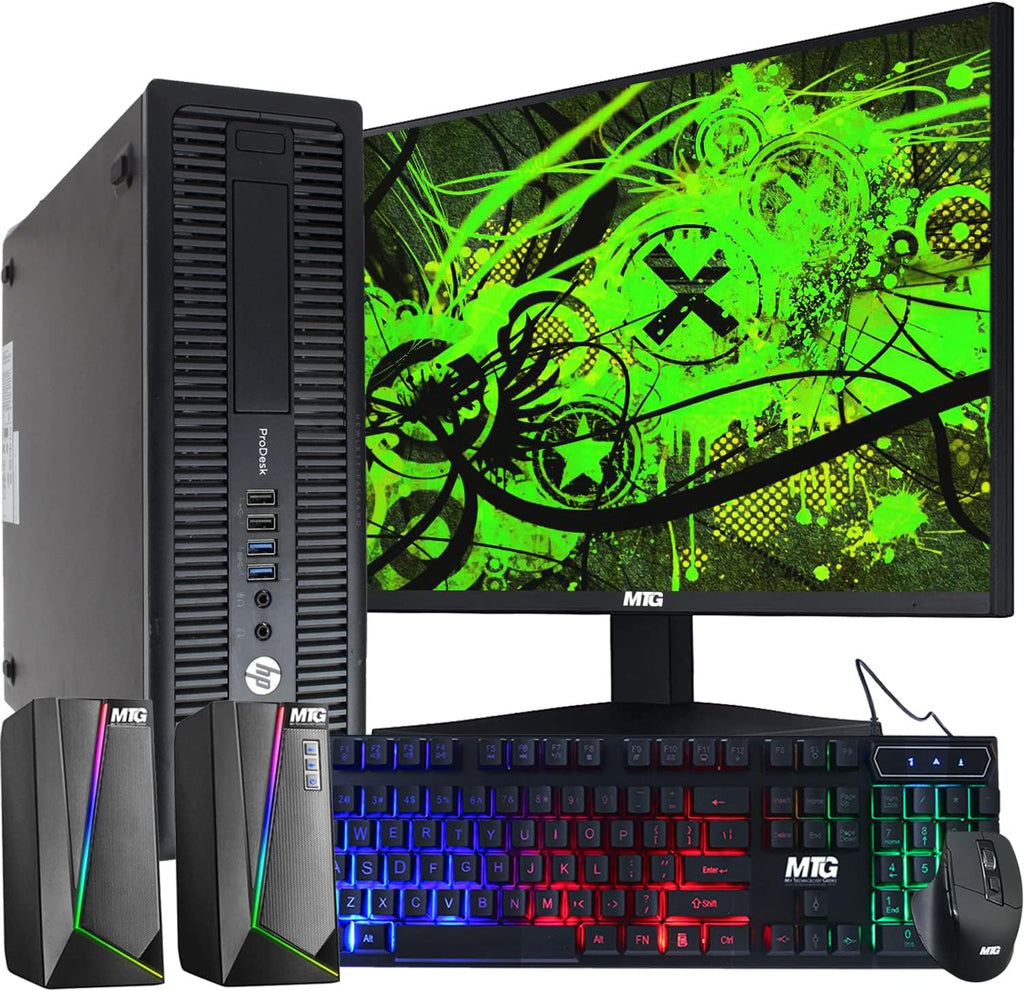 HP EliteDesk Desktop Computer PC, Intel Core i5 4th Gen Processor, 8GB RAM, 500GB HDD, MTG New 20 inch LED Monitor, RGB Speaker and Keyboard Mouse, WiFi Windows 10 Pro 64-Bit (Renewed)
