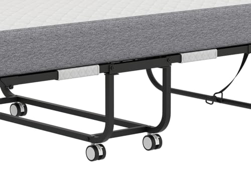 Folding Bed with Mattress 75" x 38" Rollaway Guest Bed Portable Foldable Bed for Adults with 5" Memory Foam Mattress Space-Saving Sturdy Metal Frame