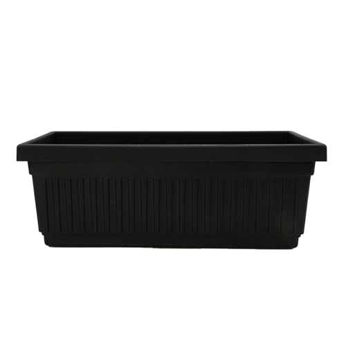 The HC Companies 30 Inch Venetian Rectangular Window Planter Box - Lightweight Plastic Indoor Outdoor Plant Pot with Drainage for Windowsill, Herbs, Flowers, Chocolate