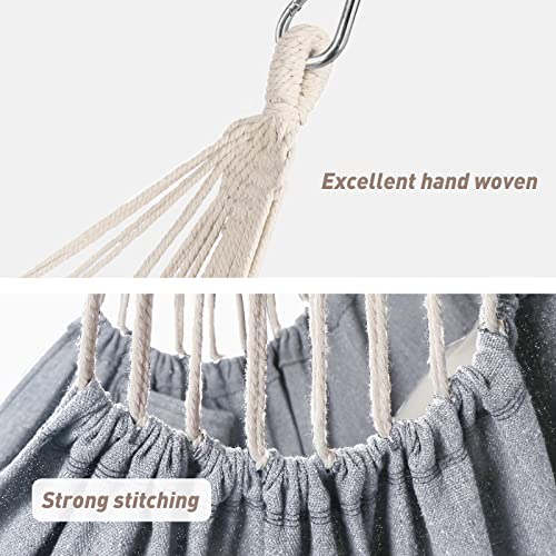 Chihee Hammock Chair Hanging Swing 2 Pillows Included,Strong Webbing Straps and Hooks for Easy Hanging Soft Cotton Hanging Chair Side Pocket Tassel Chair Comfort Indoor Outdoor