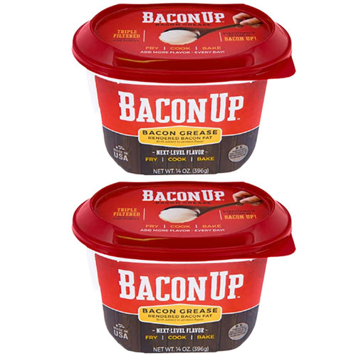 Bacon UpⓇ Bacon Grease for Cooking - 14 Ounce Tub of Authentic Bacon Fat for Cooking, Frying and Baking - Triple-Filtered for Purity, No Carbs, Gluten-Free and Shelf-Stable (2-pack)