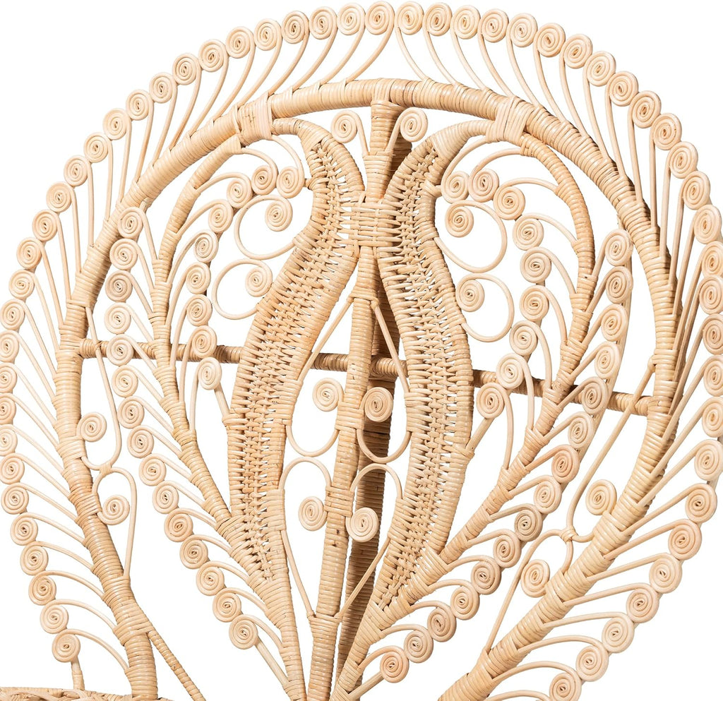 Baxton Studio Fedra Natural Rattan Peacock Chair, Oversized