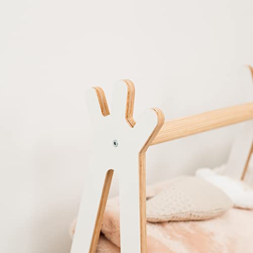 Montessori Teepee Style Clothing Rack Furniture for Toddler Wood Kids Playroom Natural Wooden Nursery Baby Neutral Room Storage Clothes Shelf Kids Gift 2nd 3rd Birthday (Small, Dark Walnut)