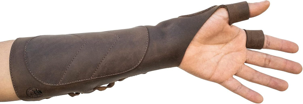 Forearm Guard for Archery Bow, Protective Wrist Arm Bracer, Archers Shooting Quiver, Handmade from Full Grain Leather, Bourbon Brown