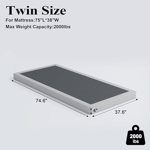 4 Inch Box Spring for Full Bed,Full Size Box Spring Only,Heavy Duty Mattress Foundation,Metal Bed Base,Non-Slip,Easy Assembly