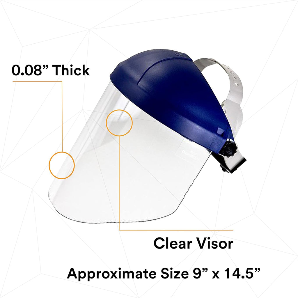 3M H8A Ratchet Headgear and Visor Combination with 3M WP96 Clear Polycarbonate Faceshield, Complete Headgear and Face Shield Safety System, ANSI Z87, Adjustable, Thermoplastic
