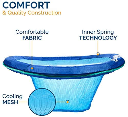 SwimWays Spring Float Papasan Pool Lounger for Swimming Pool, Inflatable Pool Floats Adult with Fast Inflation for Ages 15 & Up, Aqua