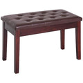 HOMCOM Piano Bench, Duet Piano Chair with Faux Leather Padded Cushion and Wooden Frame, Button Tufted Keyboard Bench, Brown