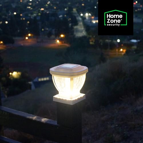 Home Zone Security Solar Post Cap Lights - Decorative Glass LED Outdoor Fits 3.5 x 3.5 in. Post Lights, Black (2-Pack)
