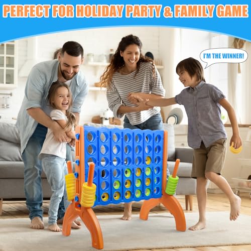 Ayeboovi Giant 4-in-A-Row, Jumbo 4-to-Score Yard Game for Kids and Adults Indoor Outdoor Party Family Connect Game Set with Quick Release Slider & Carrying Bag