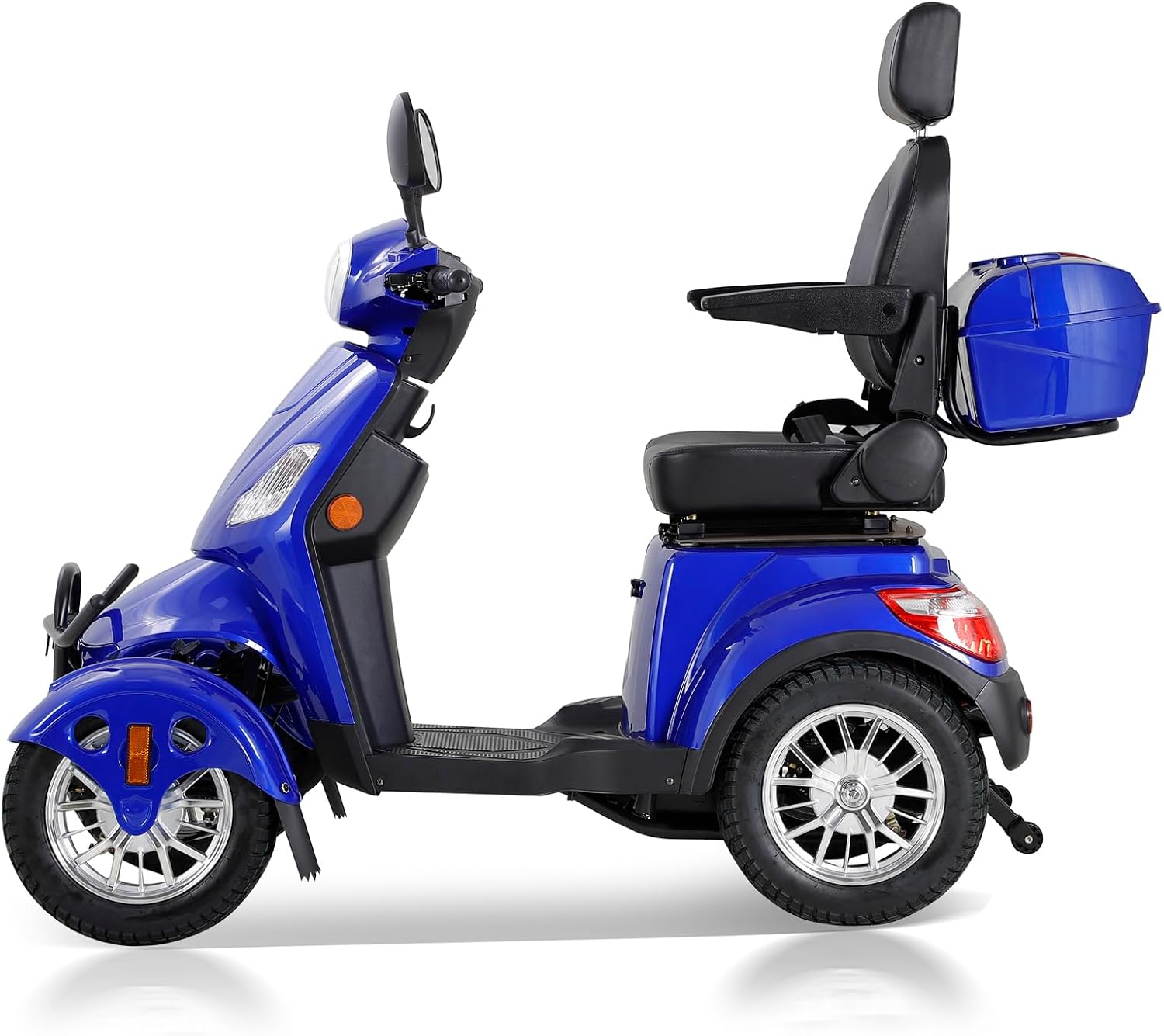 Heavy Duty 4 Wheel Mobility Scooters for Seniors & Adults 500lbs Capacity - Electric Powered Chair - 800W All Terrain Fast Mobility Scooter for Travel w/Long Range Battery Remote Key, Blue