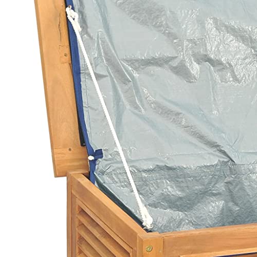 vidaXL Outdoor Patio Storage Box - Solid Teak Wood Construction - Louvre Design - Water-Resistant Lining - Easy Assembly, Indoor/Outdoor Use
