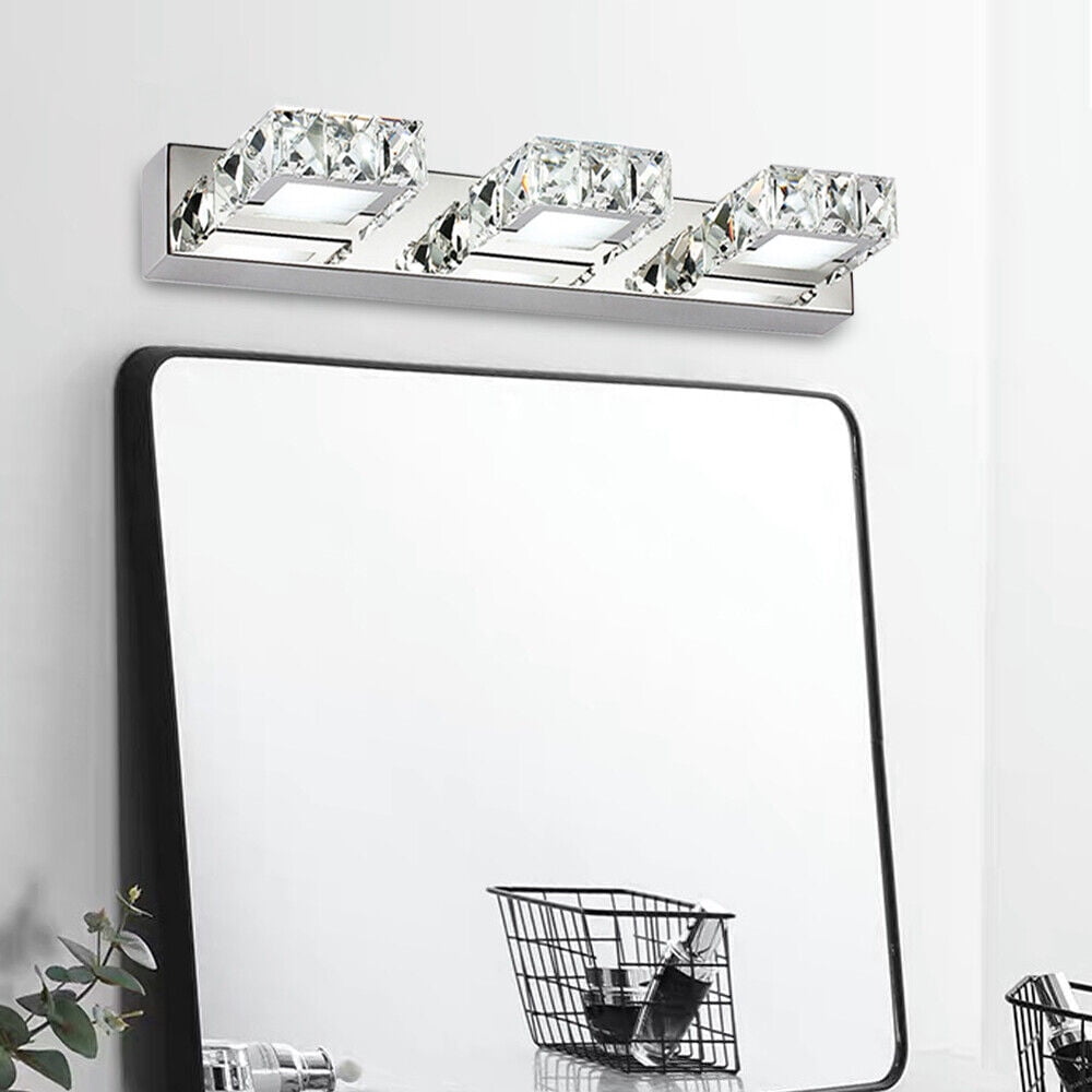 9W Modern Silver Crystal Makeup Mirror Wall-Lamp LED Make-up Vanity Light for Toilet Bathroom Bedrooms