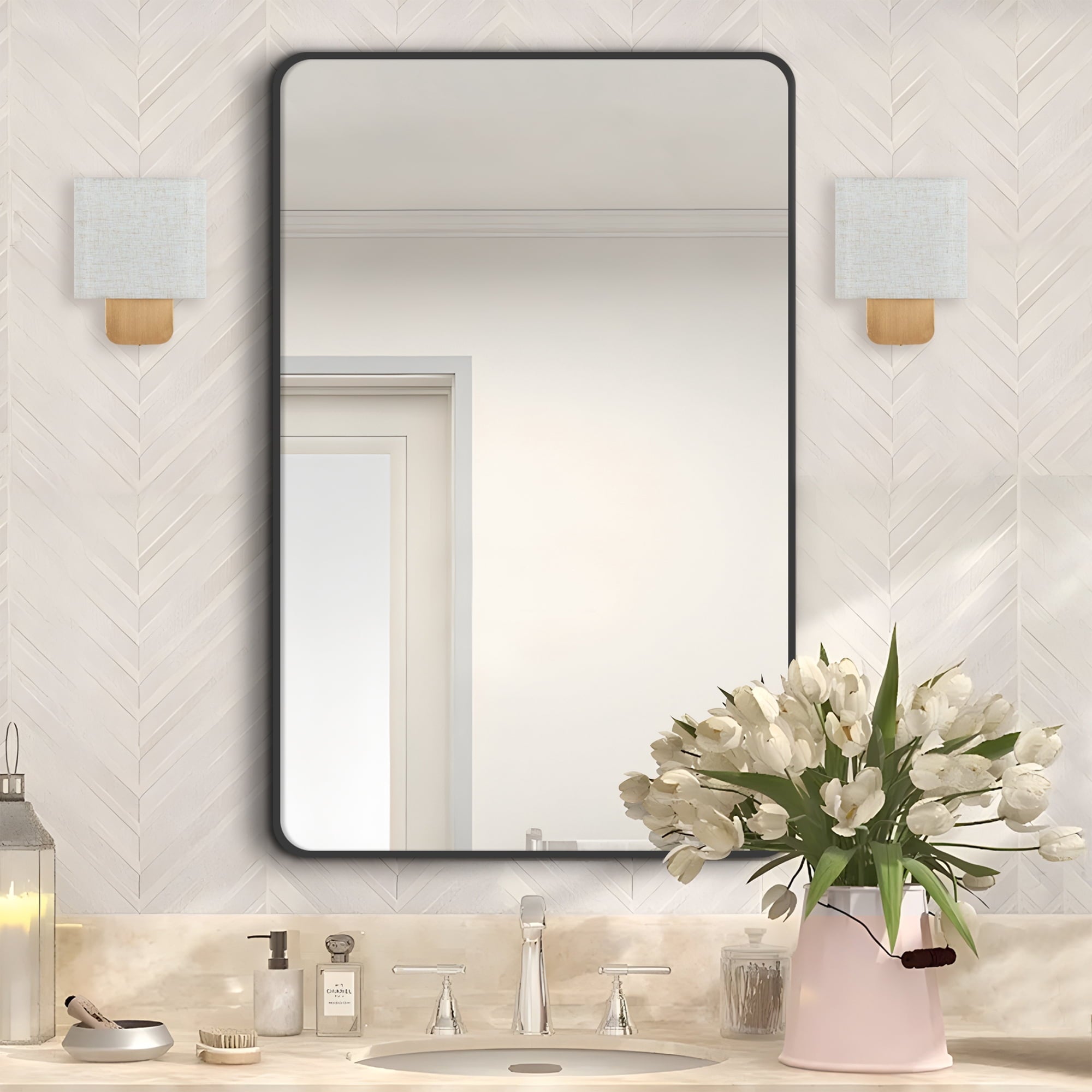 Modern Aleena Sconce with Linen Shade, Bedroom Wall Light Sconces, Modern Bathroom Sconces