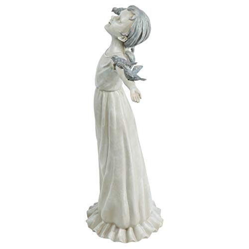 Design Toscano NG34012 Basking in Glory Little Girl Birds Outdoor Garden Statue, Medium, Handcast Polyresin, Two Tone Stone Finish