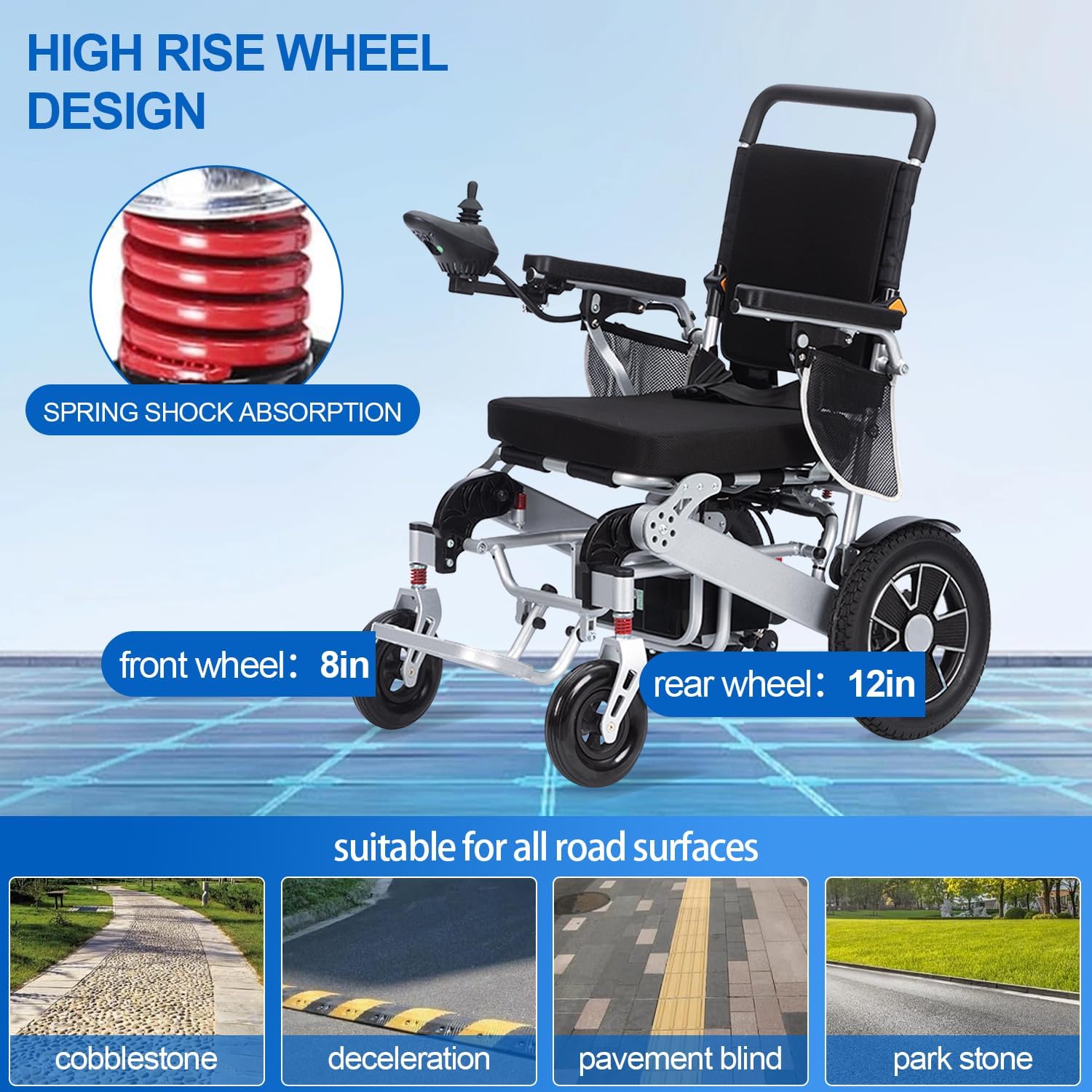 Electric Wheelchairs for Adults Intelligent Lightweight Foldable Electric Wheelchairs Power Wheelchairs for Seniors Compact Portable Airline Approved All Terrain Motorized Wheelchair
