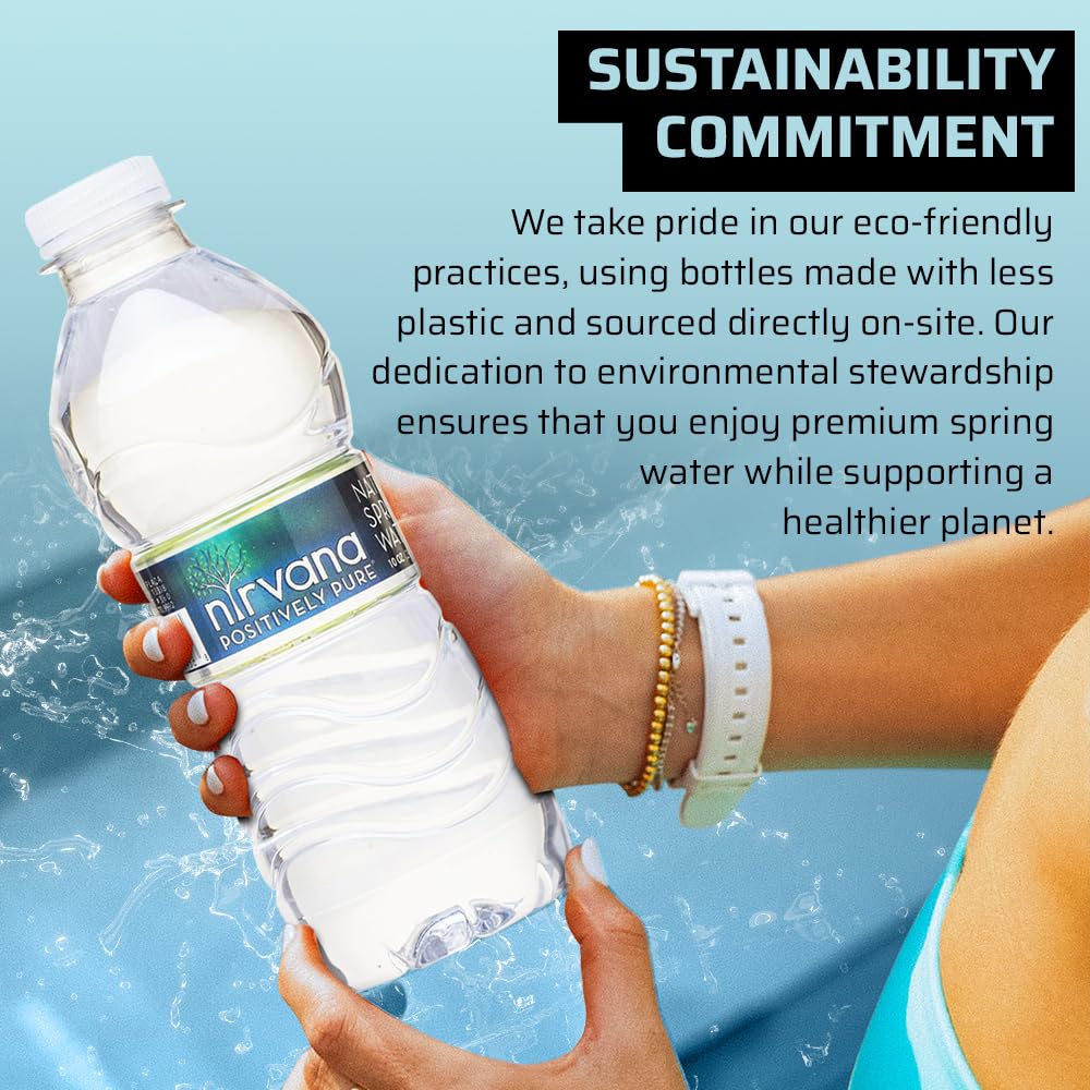 Nirvana Natural Spring Water - Fresh Bottling, High in Calcium, Bromate-Free, BPA-Free Bottles Water - Best Water Natural Sourced from Adirondack Mountains - (16.9 fl oz - 24 Bottles)