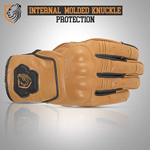 Genuine Leather Motorcycle Gloves Street Riding Gloves Knuckle Protection with Mobile Phone Touchscreen Motorbike Racing Cruiser Gloves