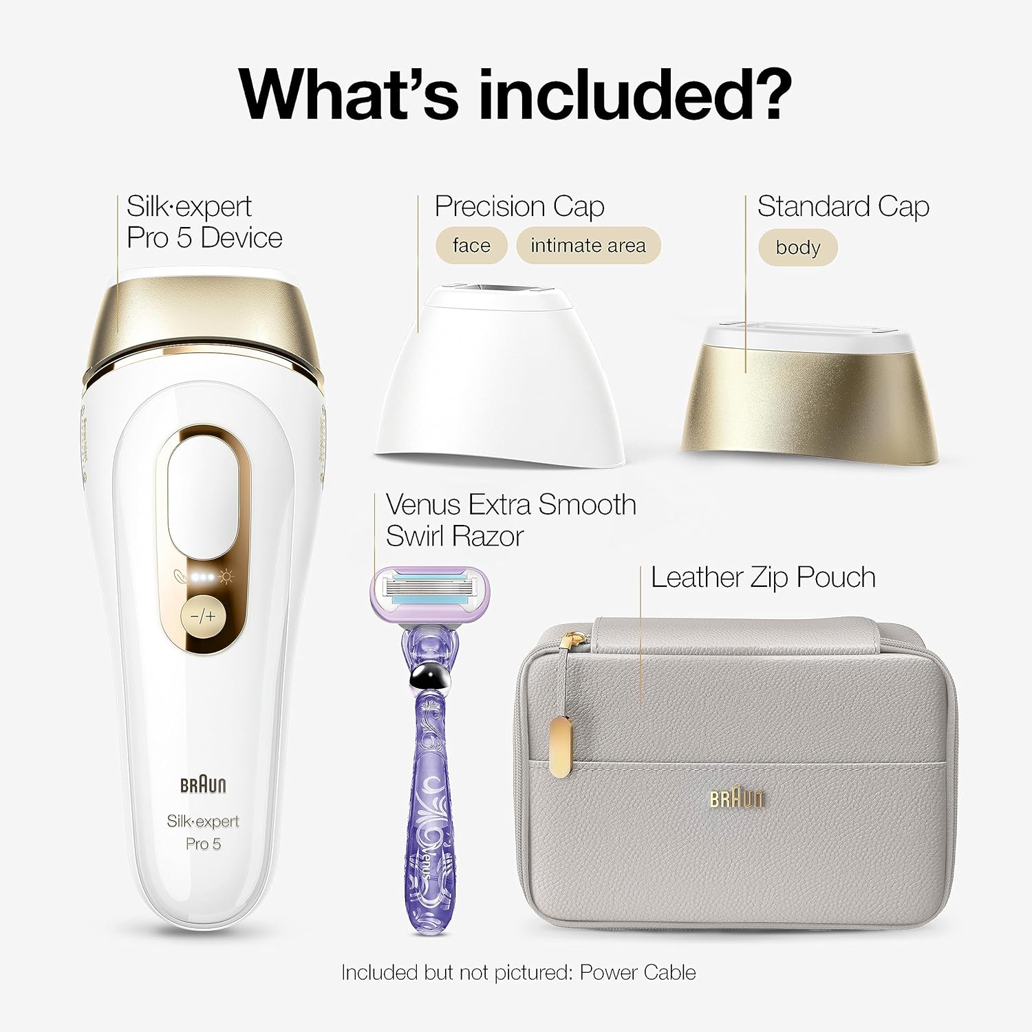 Braun IPL Long-lasting Laser Hair Removal Device for Women & Men, Silk Expert Pro5 PL5157, Safe & Virtually Painless Alternative to Salon Laser Hair Removal, Full Body, With Venus Razor & Luxury Case