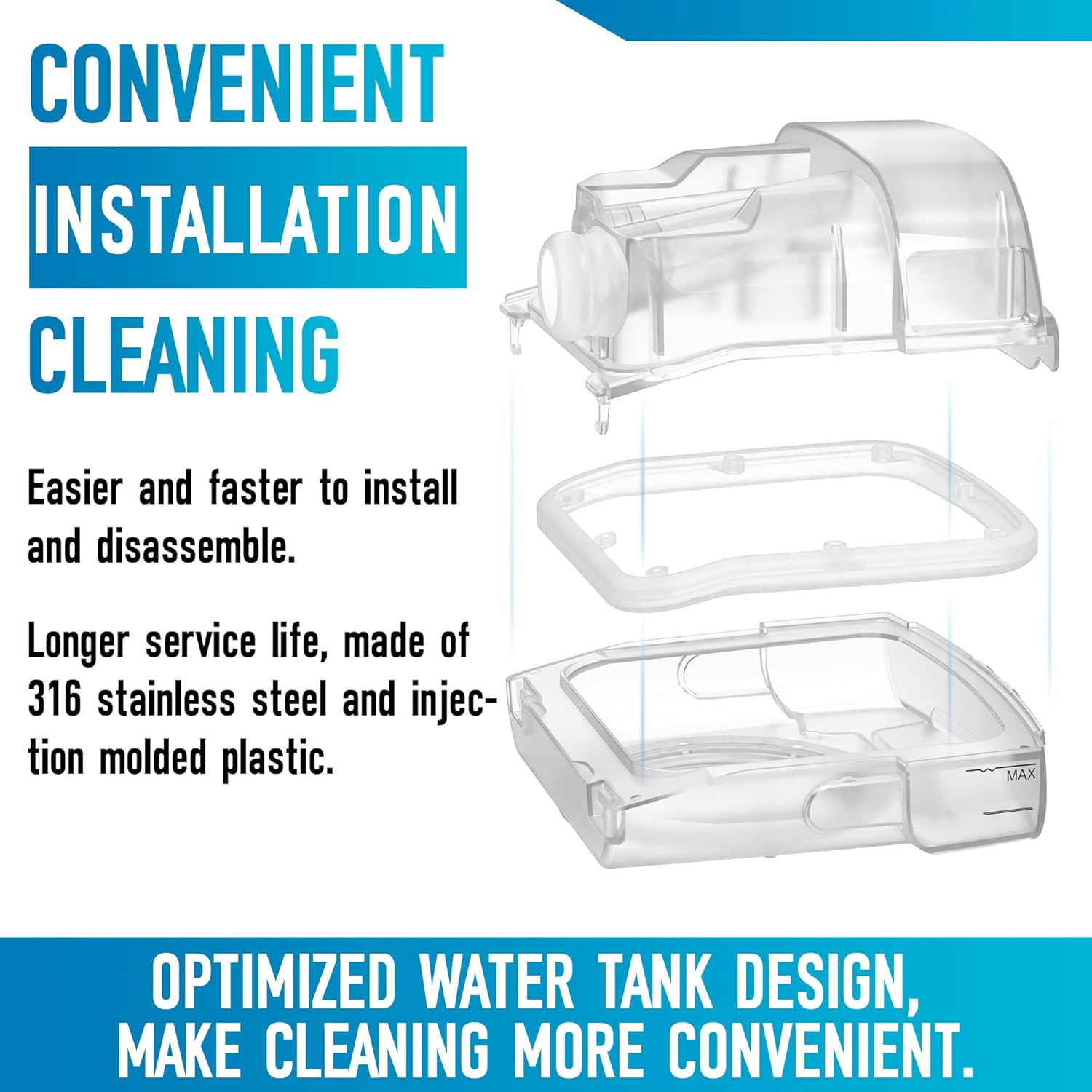 2 Pack Enhanced Comfort Replacement Water Chambers for AirSense 11 and AirCurve 11 Water Tanks Supplies Heated Humidifiers