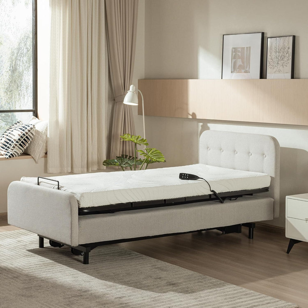 Twin XL Power Adjustable Bed Base Frame No Legs for Storage Platform Rv Bed,Wired Remote,Zero Clearance,Super Easy Assembly No Tools Needed
