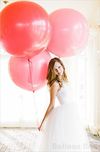 AFTERLOON® Biodegradable Balloons 3 pcs 36 Inch Orb Perfect Round Giant Extra Large Rose Gold, Thickened Strong Natural Latex Jumbo XL Big Helium Float, Baby Gender Reveal Birthday Party Decorations
